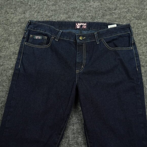 Lapco Fr Jeans Womens 16 Blue Workwear Contoured Waistband Mid Rise Boot Cut - Picture 5 of 14
